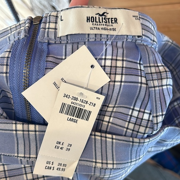Hollister blue plaid ultra high rise mini skirt NWT - Picture 5 of 5